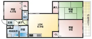 シャルマンフジ富田林【4階】の間取り