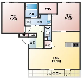 フェルメ天美【2階】の間取り