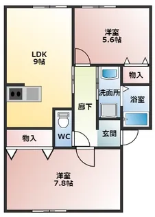 2LDKの間取り画像