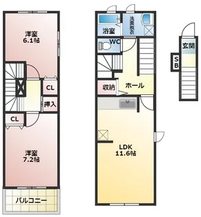 メゾンー15【2階】の間取り