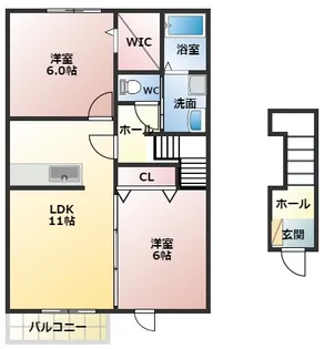 ハイツ桂Ⅱ【2階】の間取り
