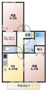 プルーニア天美A棟【1階】の間取り