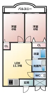 新栄プロパティー羽曳が丘【2階】の間取り