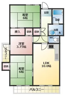 ハイツしらとり【3階】の間取り