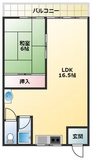 福田コーポ【1階】の間取り