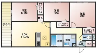 グロリアハイツ はびきの A棟【3階】の間取り
