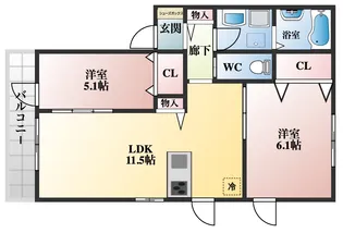 レフィナード【1階】の間取り
