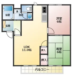 コーポツインチェリー【1階】の間取り
