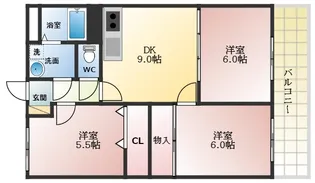サンウォークⅠ・Ⅱ【3階】の間取り
