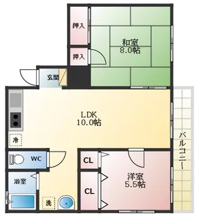 AKINAハイツⅡ【2階】の間取り