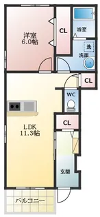 サウザンド クレイン【1階】の間取り