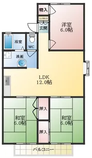 ファミールパルB棟【2階】の間取り