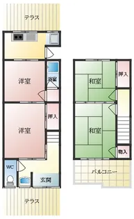 大阪府柏原市田辺2丁目【一戸建】の間取り