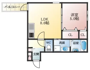 フジパレス法善寺【3階】の間取り
