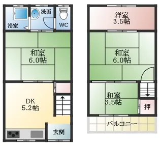 大阪府松原市天美南2丁目【一戸建】の間取り