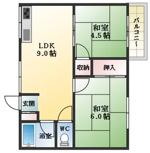 玉手山グリーンハイツ【3階】の間取り