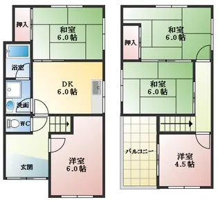 大阪府富田林市新家2丁目【一戸建】の間取り