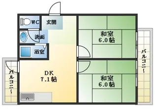 国分旭ヶ丘住宅1号棟【1階】の間取り