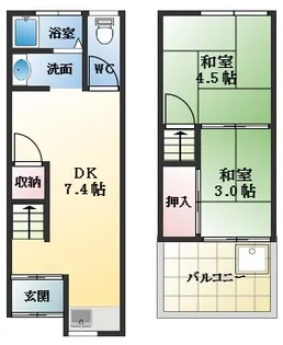 大阪府松原市河合1丁目【テラスハウス】の間取り