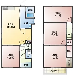 大阪府柏原市国分市場2丁目【一戸建】の間取り
