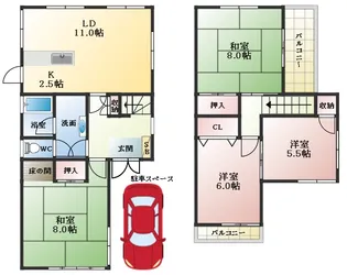 大阪府松原市阿保2丁目【一戸建】の間取り