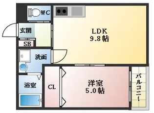 セレニティ法善寺【1階】の間取り