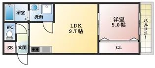 セレニティ法善寺【1階】の間取り