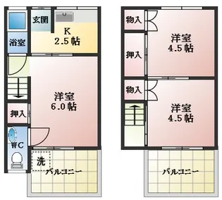 大阪府松原市東新町2丁目【テラスハウス】の間取り