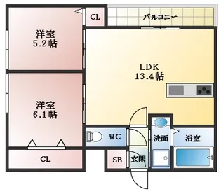 ステラウッド軽里【1階】の間取り