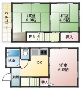 大阪府柏原市平野1丁目【一戸建】の間取り