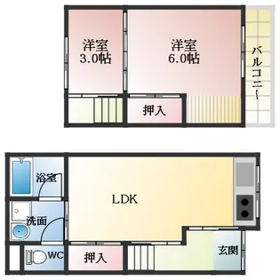 大阪府松原市天美南1丁目【テラスハウス】の間取り
