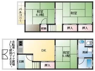 大阪府松原市天美東1丁目【テラスハウス】の間取り