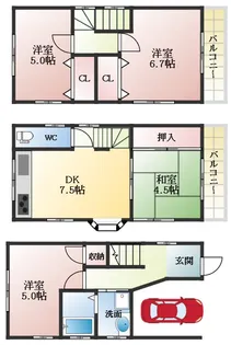 大阪府松原市天美我堂4丁目【一戸建】の間取り