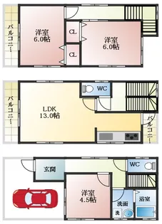 大阪府富田林市須賀1丁目【一戸建】の間取り