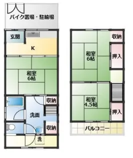 大阪府松原市天美西2丁目【テラスハウス】の間取り