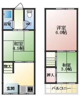 大阪府柏原市今町2丁目【テラスハウス】の間取り