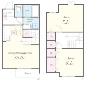 大阪府羽曳野市南恵我之荘5丁目【テラスハウス】の間取り
