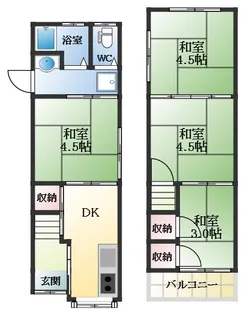 大阪府松原市天美東1丁目【テラスハウス】の間取り