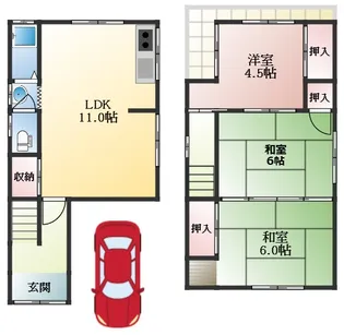 大阪府柏原市国分市場2丁目【一戸建】の間取り