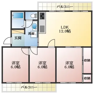 フラワリータウンC棟【2階】の間取り