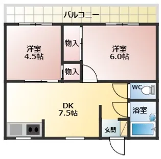 玉手山グリーンハイツ【2階】の間取り