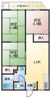 阪南グリーンハイツB棟【3階】の間取り