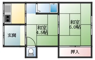富田林市山中田アパート【2階】の間取り