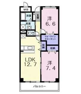 シャン・ド・フルールB【2階】の間取り