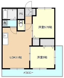 南台ハイツ【1階】の間取り