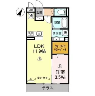 フラッシングメドウ狭山【3階】の間取り