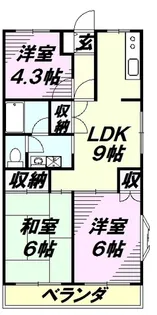 シャルマン所沢A館【4階】の間取り