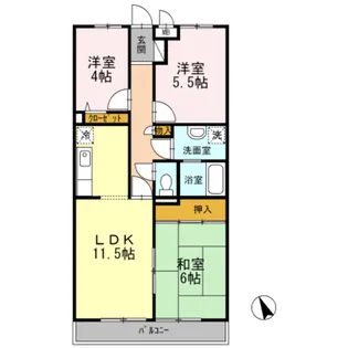 リヴェール滝山【3階】の間取り