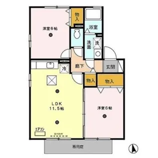 セジュール新町 B【102号室】の間取り