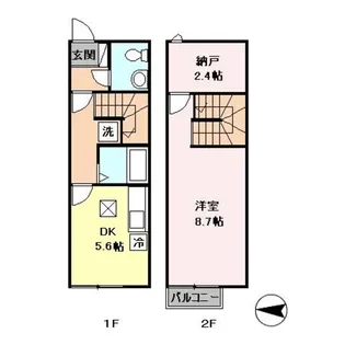 東京都東久留米市新川町1丁目【テラスハウス】の間取り